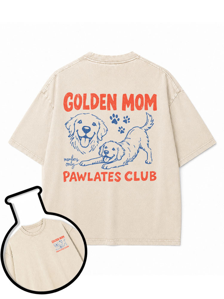 GOLDEN MOM members only PAWLATES CLUB Washed T-Shirt
