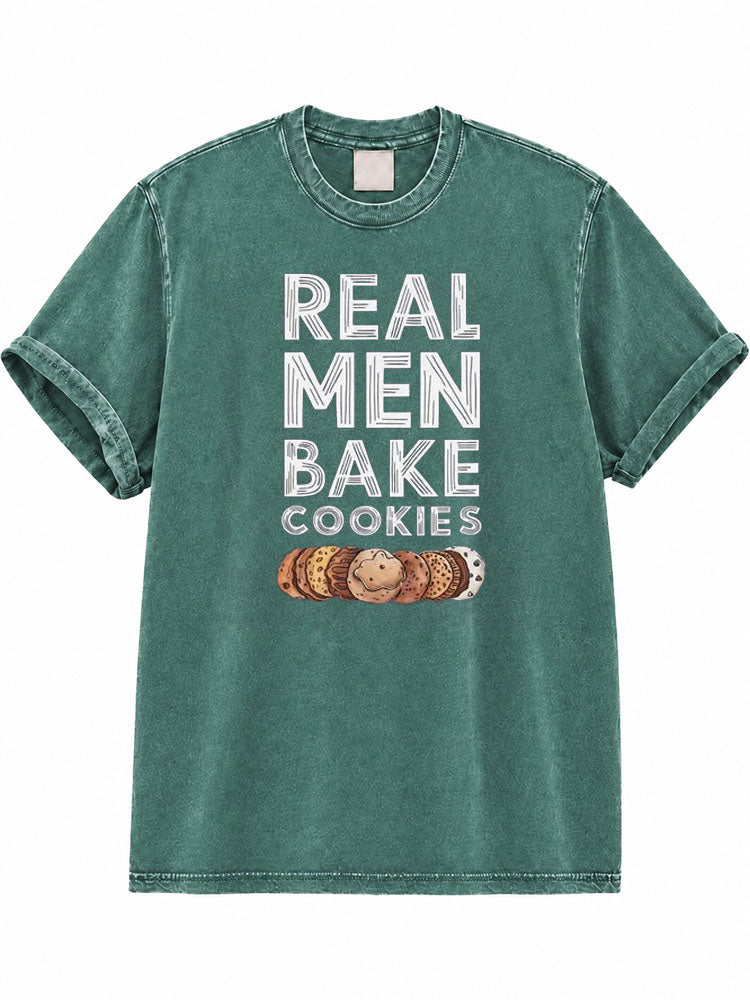 Real Men Bake Cookies Washed T-Shirt