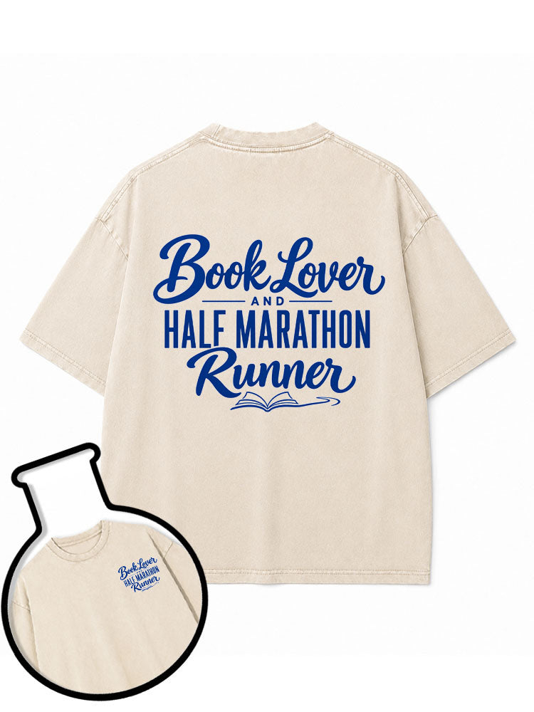 Book Lover AND HALF MARATHON Runner Washed T-Shirt