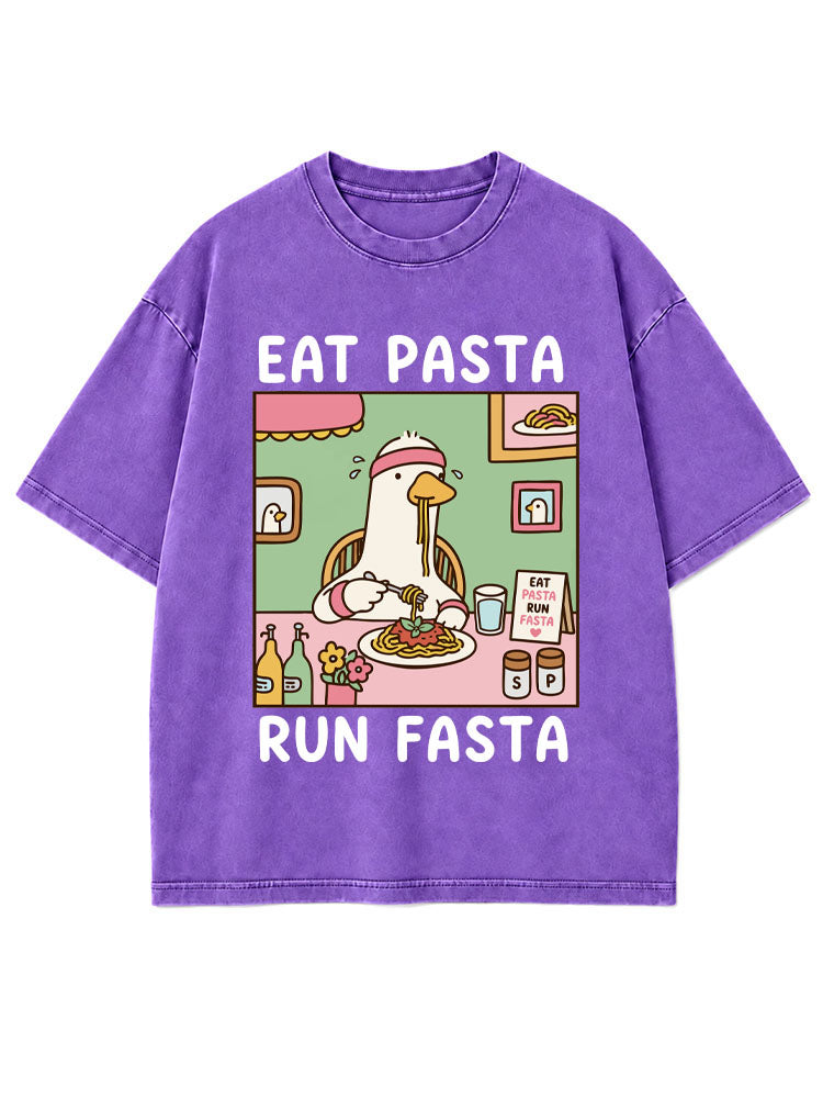 EAT PASTA RUN FASTA Washed T-Shirt