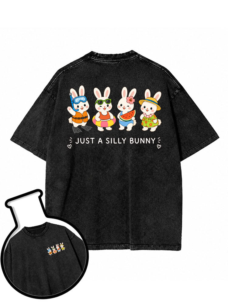 JUST A SILLY BUNNY Washed T-Shirt