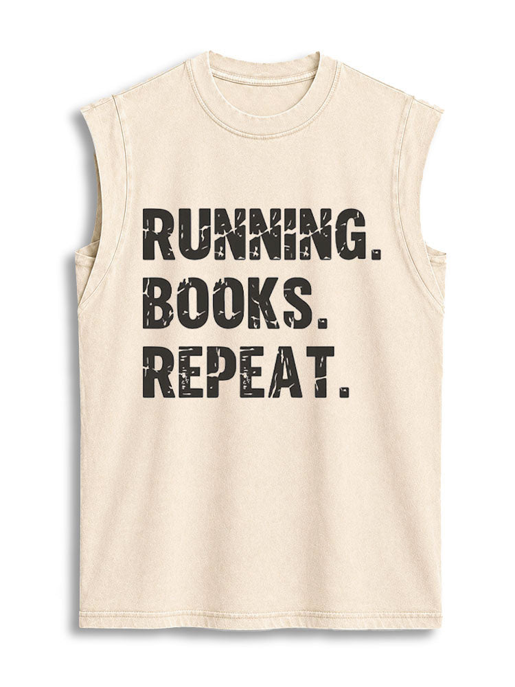RUNNING BOOKS REPEAT Vintage Washed Cotton Tank Top