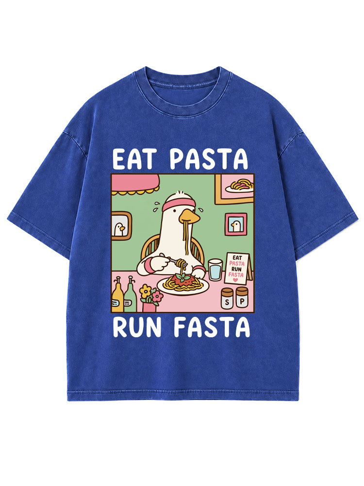 EAT PASTA RUN FASTA Washed T-Shirt