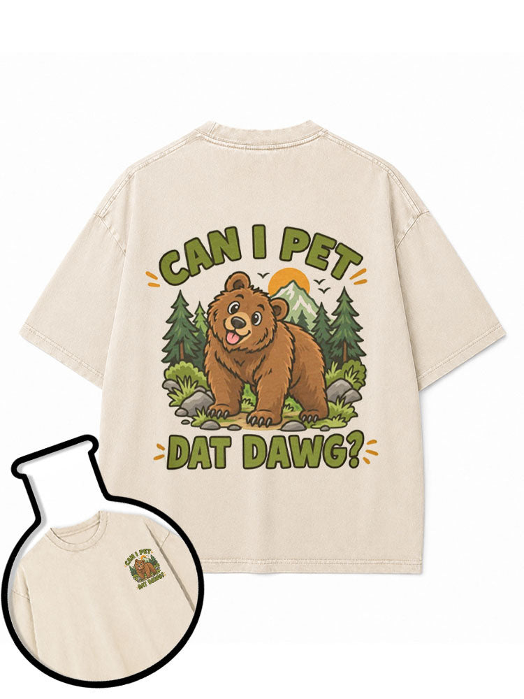 CAN I PET DAT DAWG Washed T-Shirt