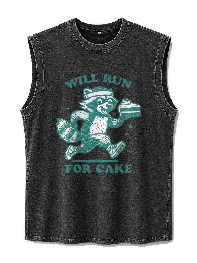 Will Run For Cake Washed Tank Top