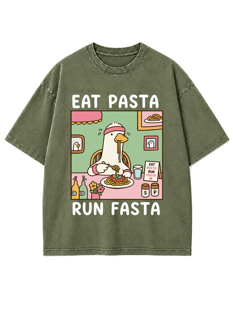 EAT PASTA RUN FASTA Washed T-Shirt