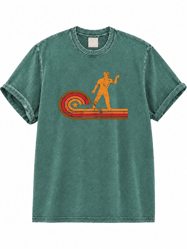 Retro Dart Thrower Washed T-Shirt