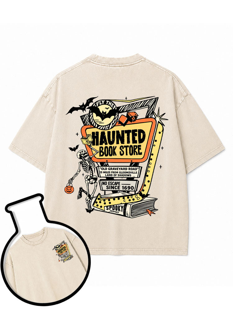 HAUNTED BOOK STORE Washed T-Shirt