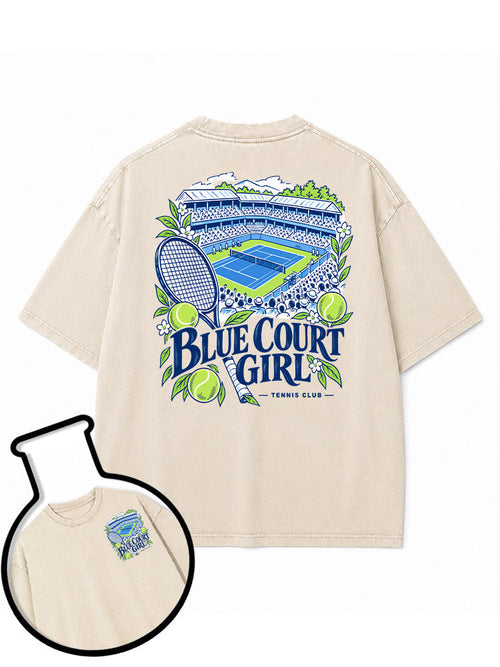 BLUE COURT GIRL TENNIS CLUB Washed T-Shirt