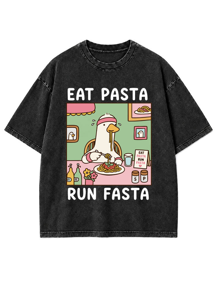 EAT PASTA RUN FASTA Washed T-Shirt