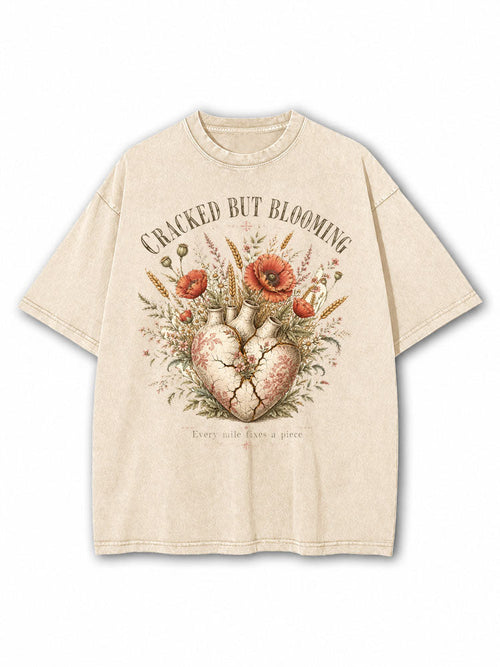 Cracked But Blooming Washed T-Shirt