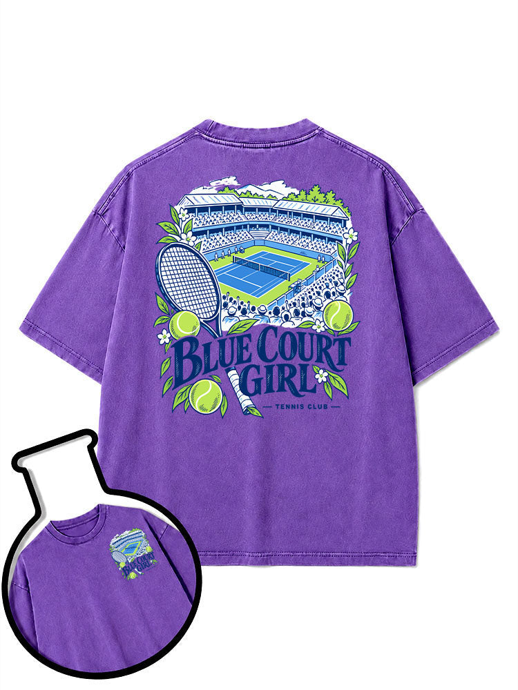 BLUE COURT GIRL TENNIS CLUB Washed T-Shirt