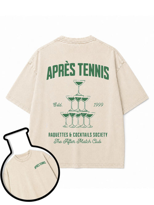 APRÈS TENNIS RAQUETTES & COCKTAILS SOCIETY Washed T-Shirt