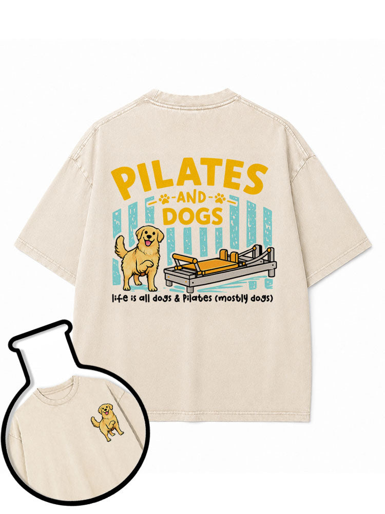 PILATES AND DOGS Washed T-Shirt