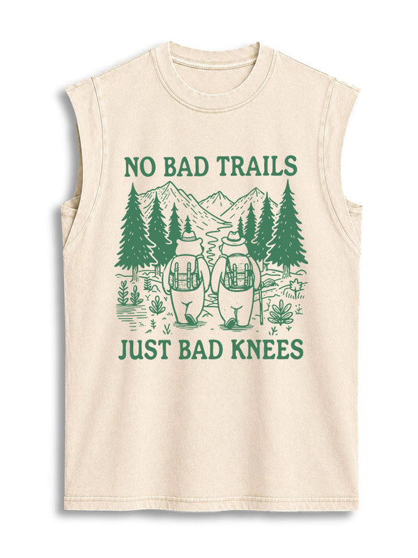 NO BAD TRAILS JUST BAD KNEES Vintage Washed Cotton Tank Top