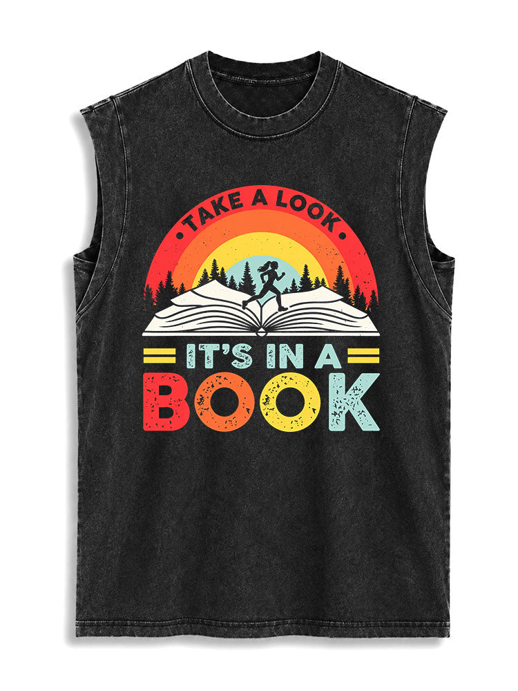 TAKE A LOOK IT'S IN A BOOK Vintage Washed Cotton Tank Top