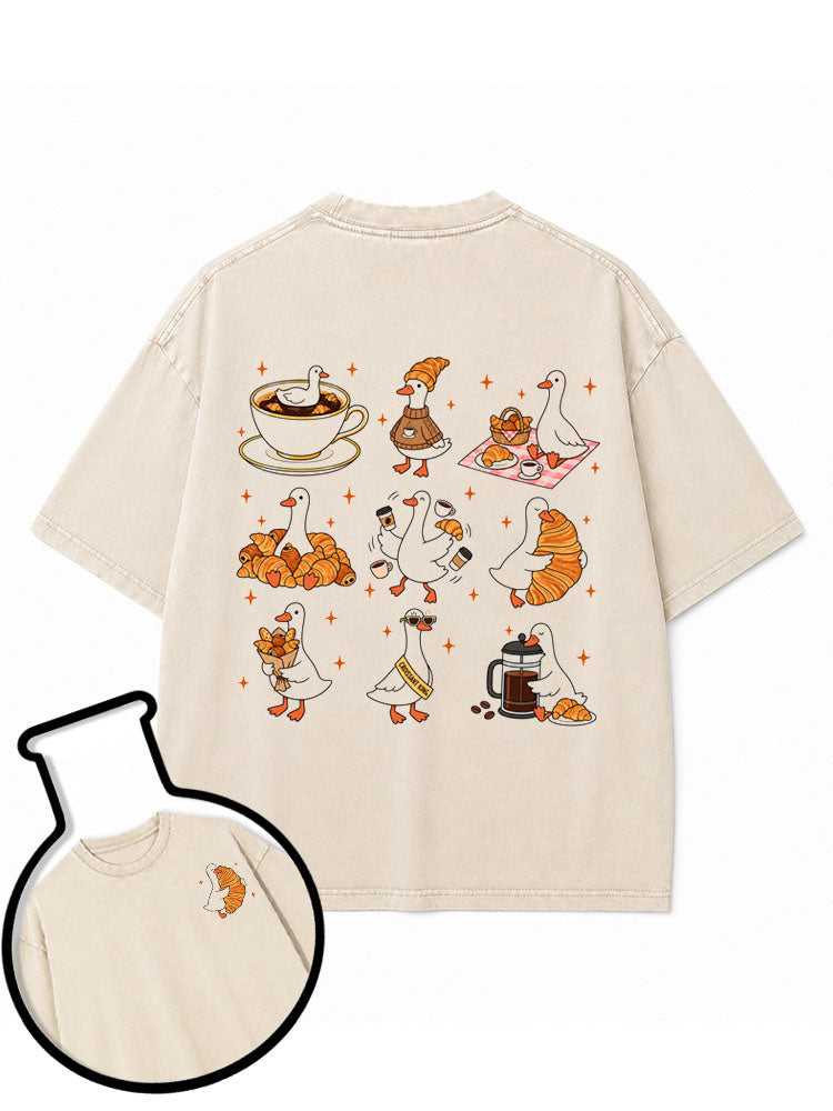 Croissant Lover Silly Goose Washed T-Shirt